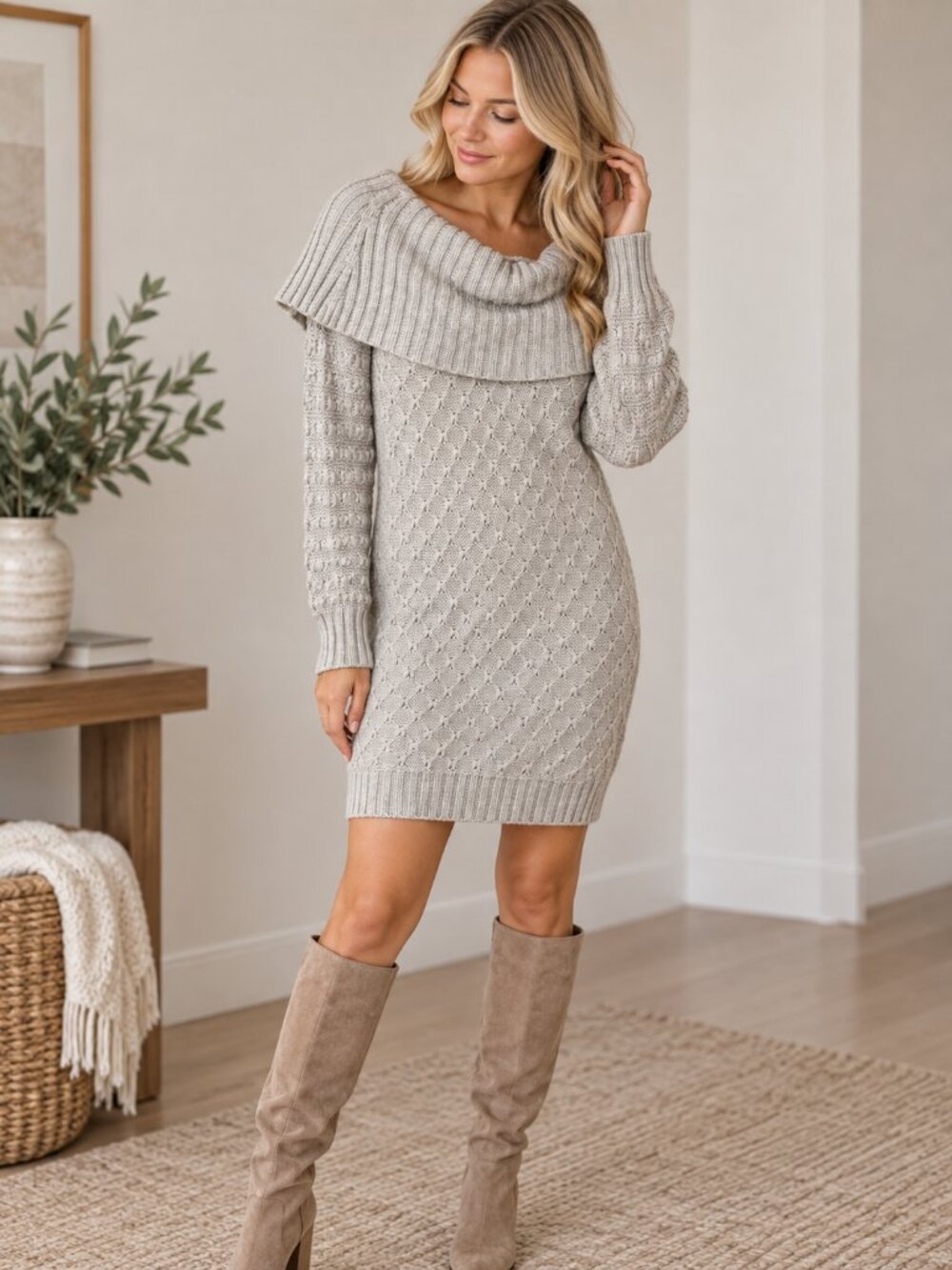 Anthropologie Sparrow Knit Cowl Neck Sweater Dress